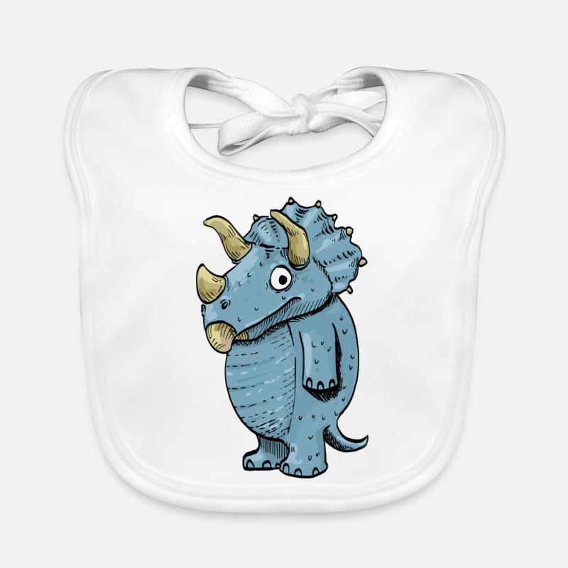 Triceratops - Baby Bio-Lätzchen - Weiß