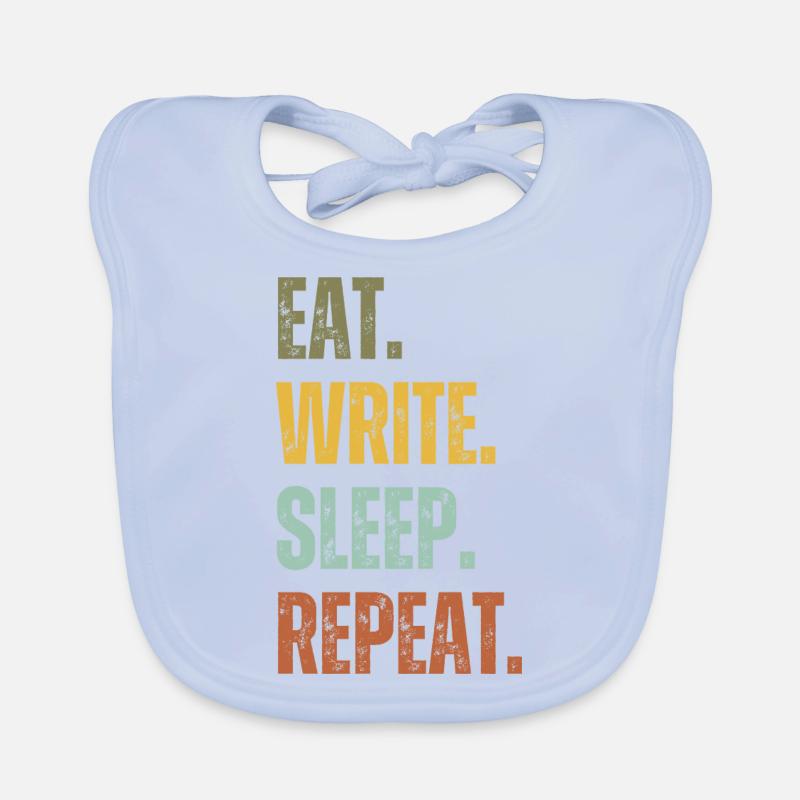 EAT WRITE SLEEP REPEAT Organic Baby Bibs