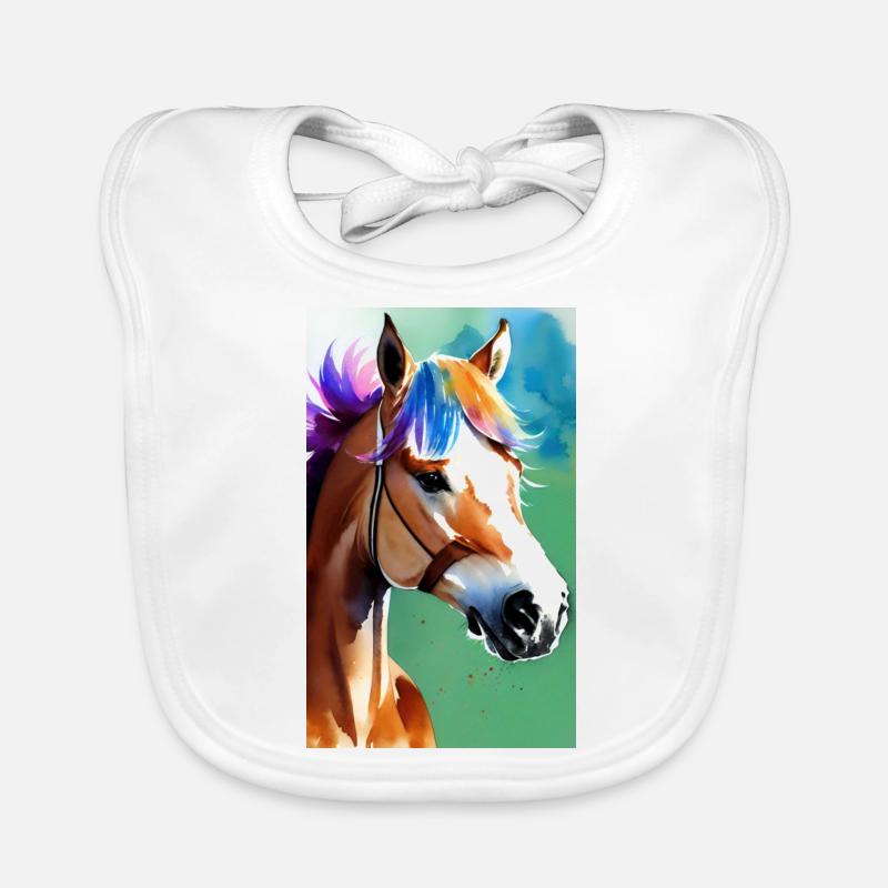 Pferd | reiten | Tier | Reittier | Bunt Baby Bio-Lätzchen