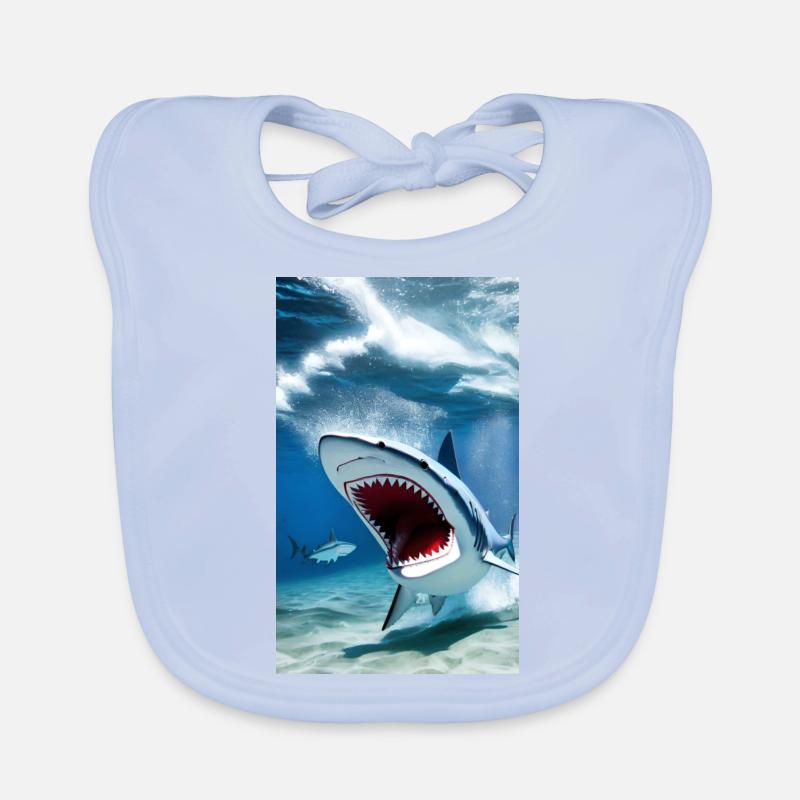 Requin | Grand requin blanc | Créature marine | Poisson Bavoir bio Bébé