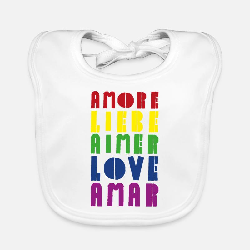 Love Rainbow Diverses langues Bavoir bio Bébé
