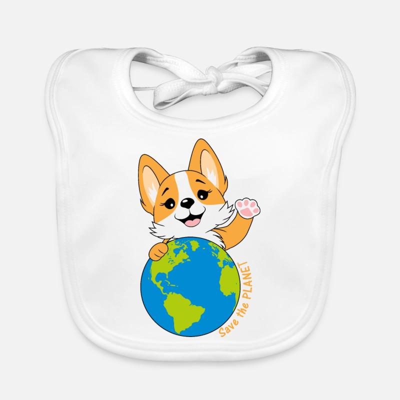Corgi with a globe Organic Baby Bibs