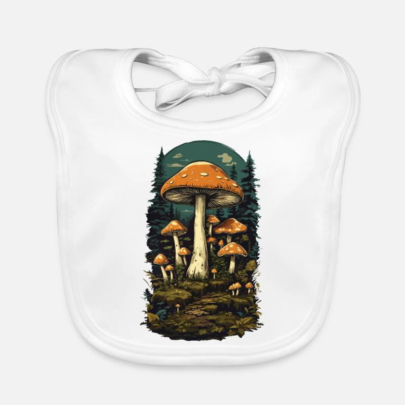 Vintage Mushrooms Design Retro Forest Magic Mushroom Picker Bavoir bio Bébé