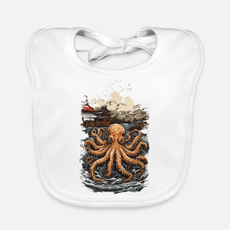 Ukiyo-E Style Octopus Retro Kraken Art Design Bavoir bio Bébé