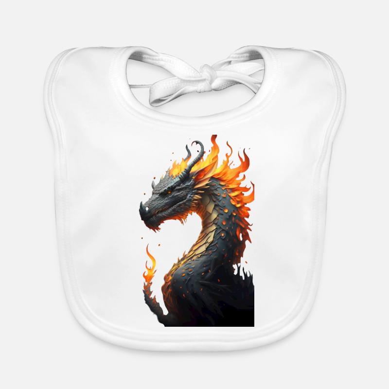Dragon head with fire Organic Baby Bibs
