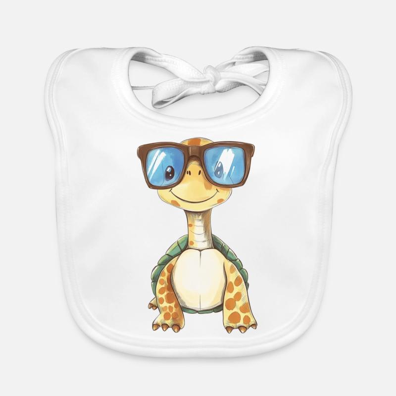 Turtle with sunglasses Organic Baby Bibs