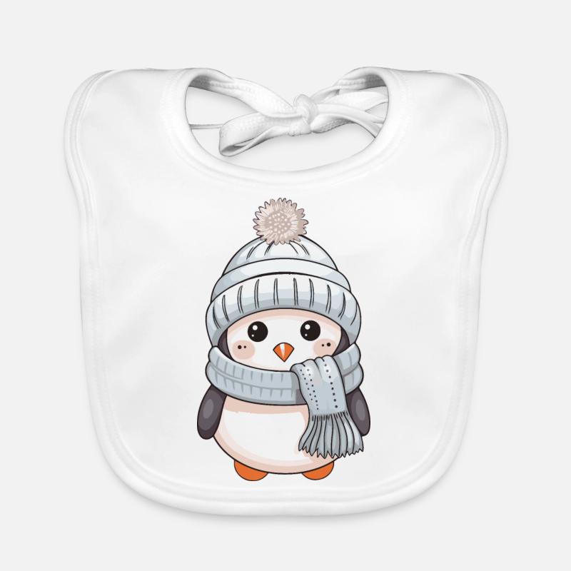 Pinguin Winter Comic Niedlich Baby Bio-Lätzchen