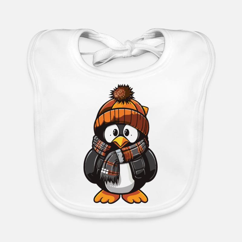 Pingouin Bande dessinée Mignon Hiver Bavoir bio Bébé