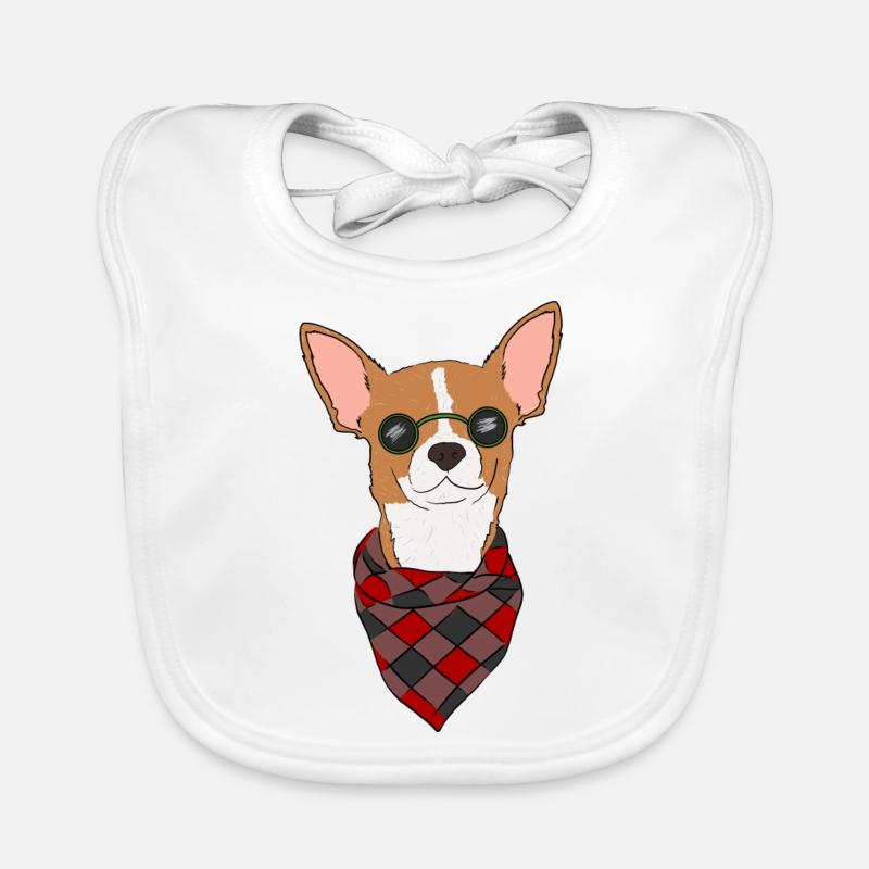 Chihuahua avec lunettes de soleil et écharpe Bavoir bio Bébé