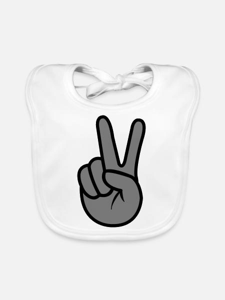 Peace Hand - Baby Bio-Lätzchen - Weiß - Vorne