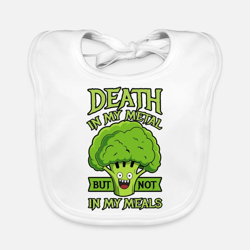 La mort dans mon métal mais pas dans mes repas - Vegan - Bavoir bio Bébé - blanc