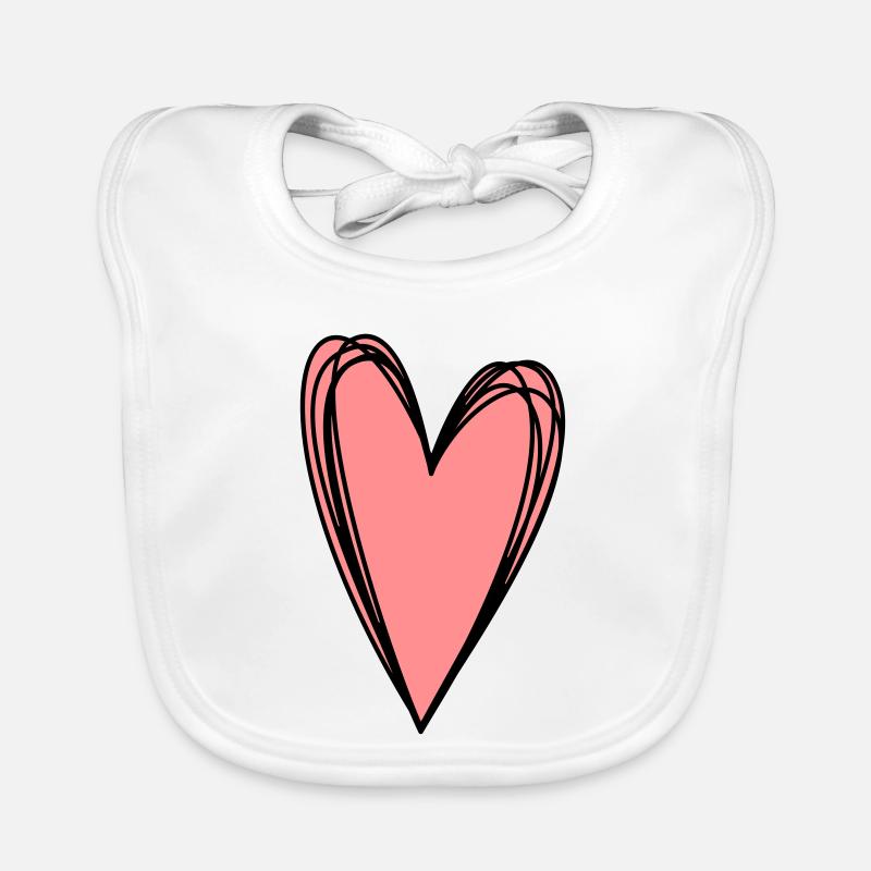 Herz rosa Scribble Doodle Geschenk Liebe Baby Bio-Lätzchen