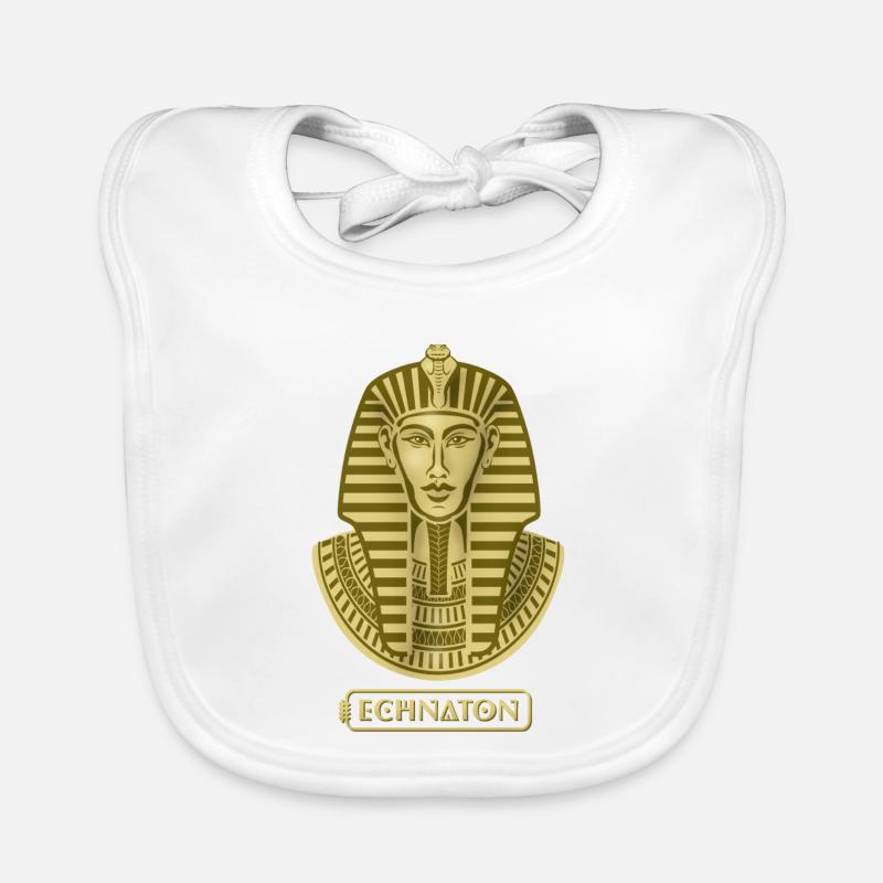Portrait du pharaon en ton doré Akhenaton - Bavoir bio Bébé - blanc