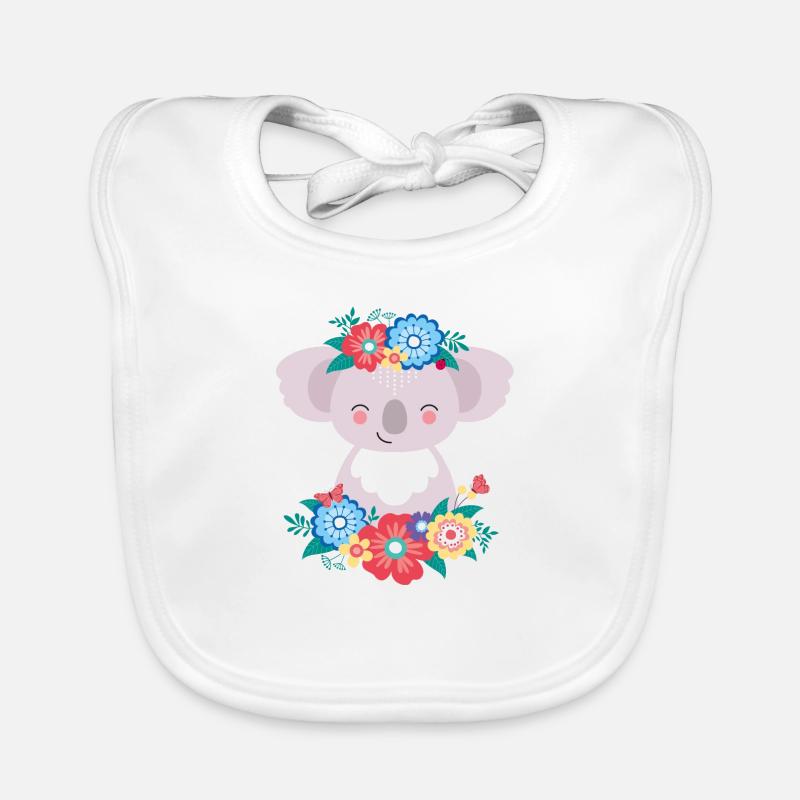 Koala avec des fleurs Bavoir bio Bébé