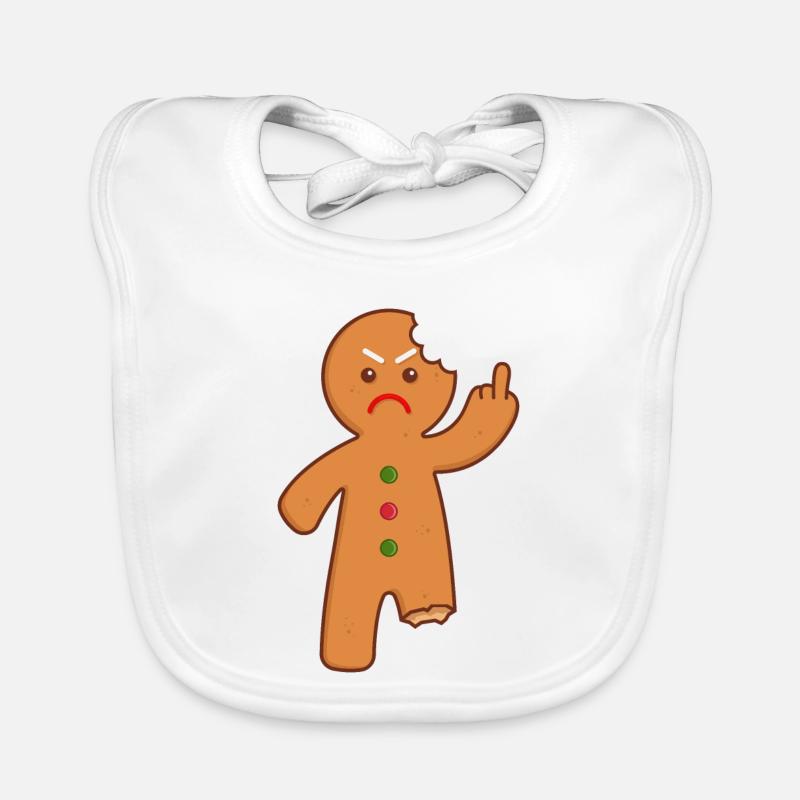 Gingerbread man stinking finger middle finger Organic Baby Bibs