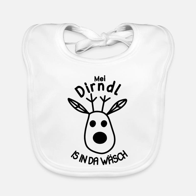 Abstraktes Linienmuster Mei Dirndl is in da Wäsch - Baby Bio-Lätzchen - Weiß