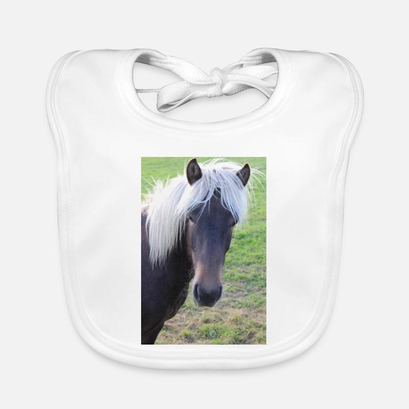 Affiche Cheval Cheval - Bavoir bio Bébé - blanc