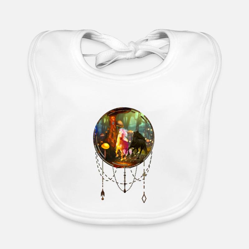 Wunderbare Einhörner in einem Pilzwald Baby Bio-Lätzchen