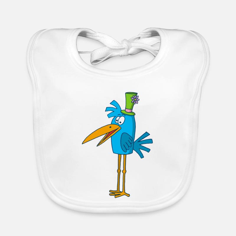 Oiseau bleu et son chapeau Bavoir bio Bébé