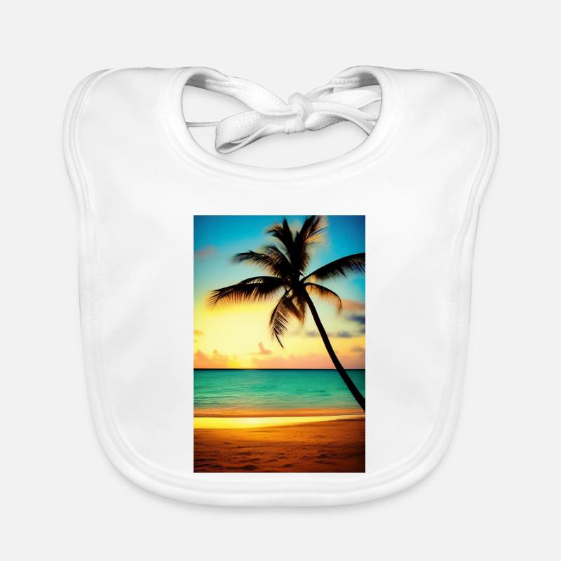 Caraïbes Palm Beach - Bavoir bio Bébé - blanc