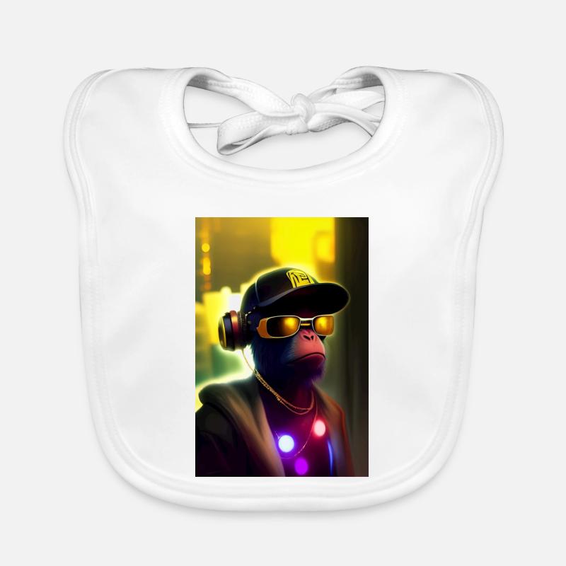 Cool Monkey With Sunglasses Organic Baby Bibs