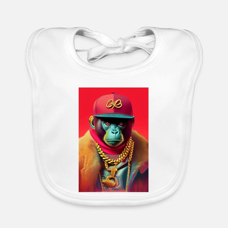 Cool monkey with gold chain Organic Baby Bibs