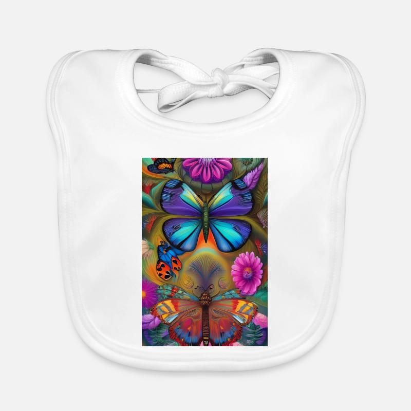Fleurs et papillon Bavoir bio Bébé