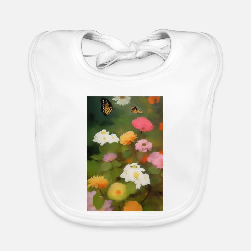 Fleurs et papillon Bavoir bio Bébé