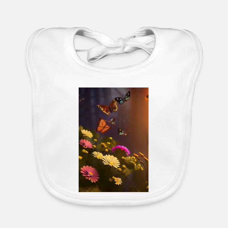 Fleurs et papillon Bavoir bio Bébé