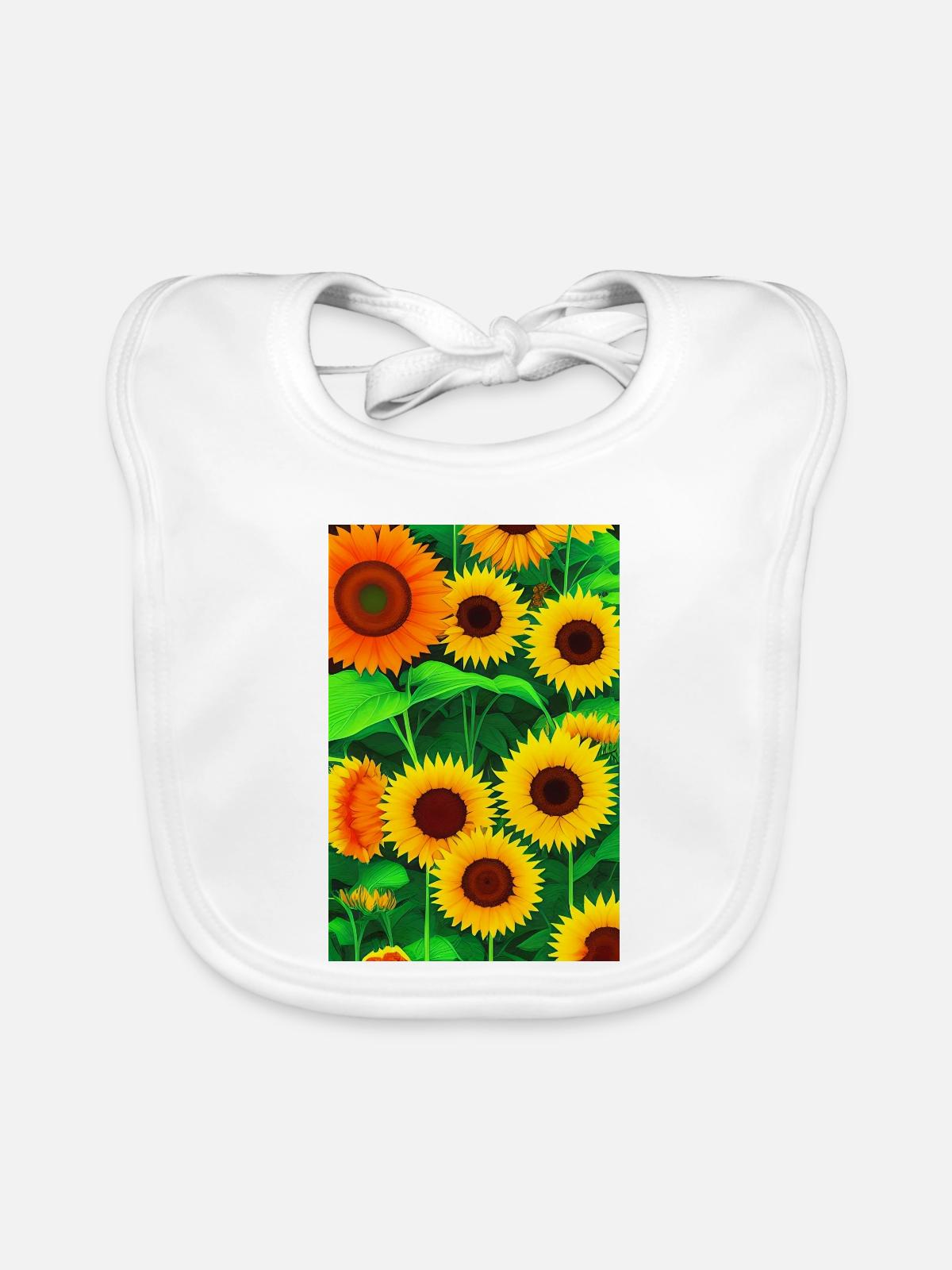 Sonnenblumen - Baby Bio-Lätzchen - Weiß - Vorne