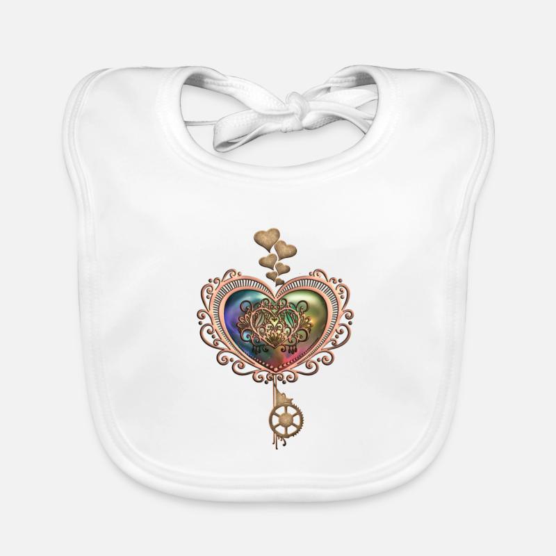Romantisches Steampunk-Herz Baby Bio-Lätzchen