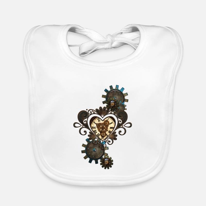 Le cœur du steampunk - Bavoir bio Bébé - blanc