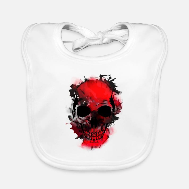 Rotes Schädel-Splash Artwork Baby Bio-Lätzchen