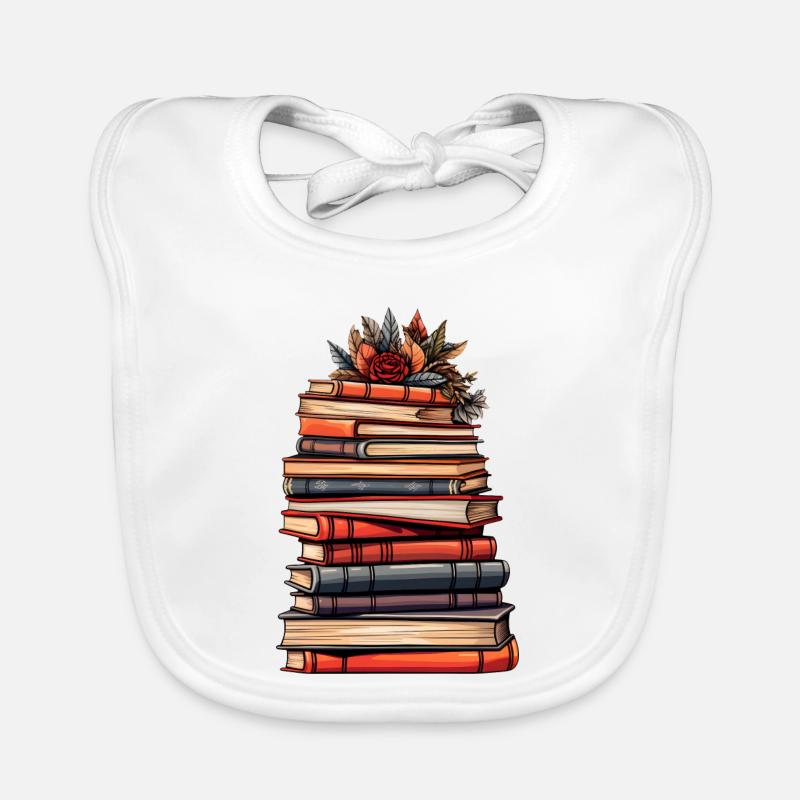 Stack of Books - Reading, Knowledge and Imagination. Organic Baby Bibs