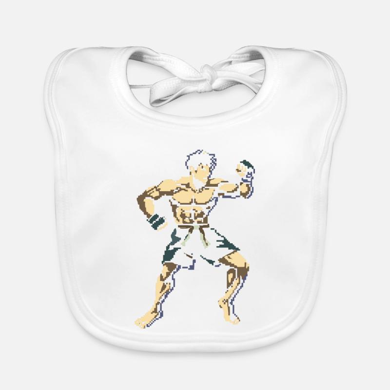 Kickboxer Pixel Graphics Organic Baby Bibs