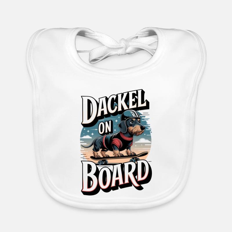 Teckel à bord Teckel à poil dur sur le skateboard Bavoir bio Bébé