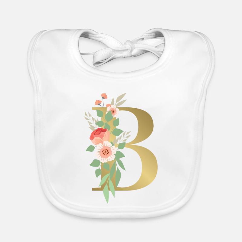 Elégante lettre 'B' avec des fleurs Bavoir bio Bébé