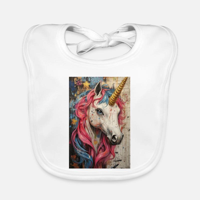 Einhorn Graffiti Neonfarben Baby Bio-Lätzchen