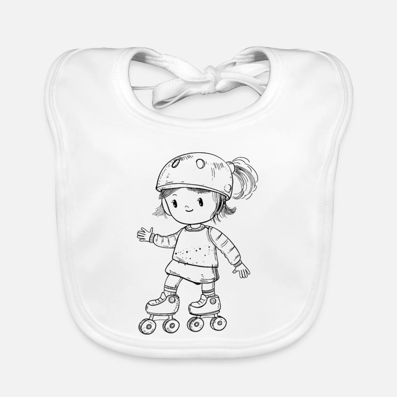 Rollschuhfahrerin Comic Look Baby Bio-Lätzchen
