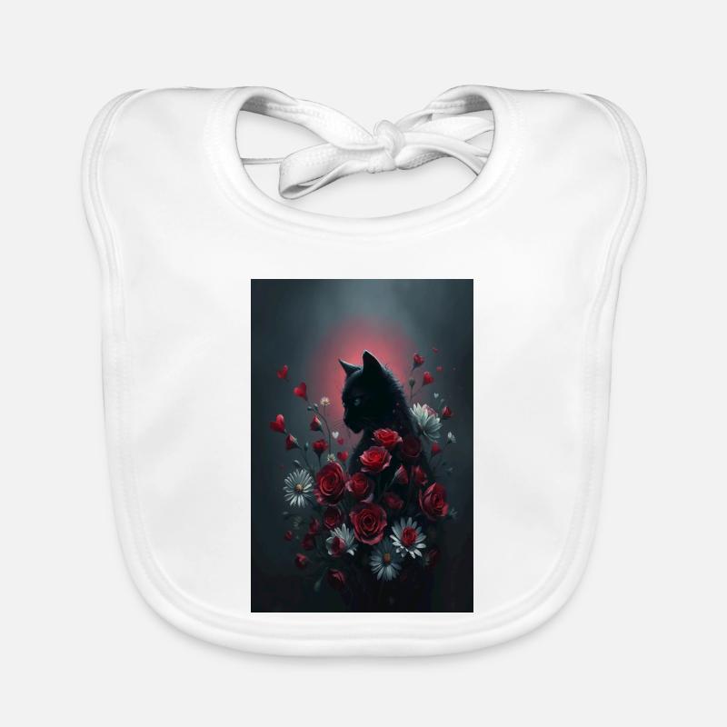 Chat avec des fleurs Bavoir bio Bébé