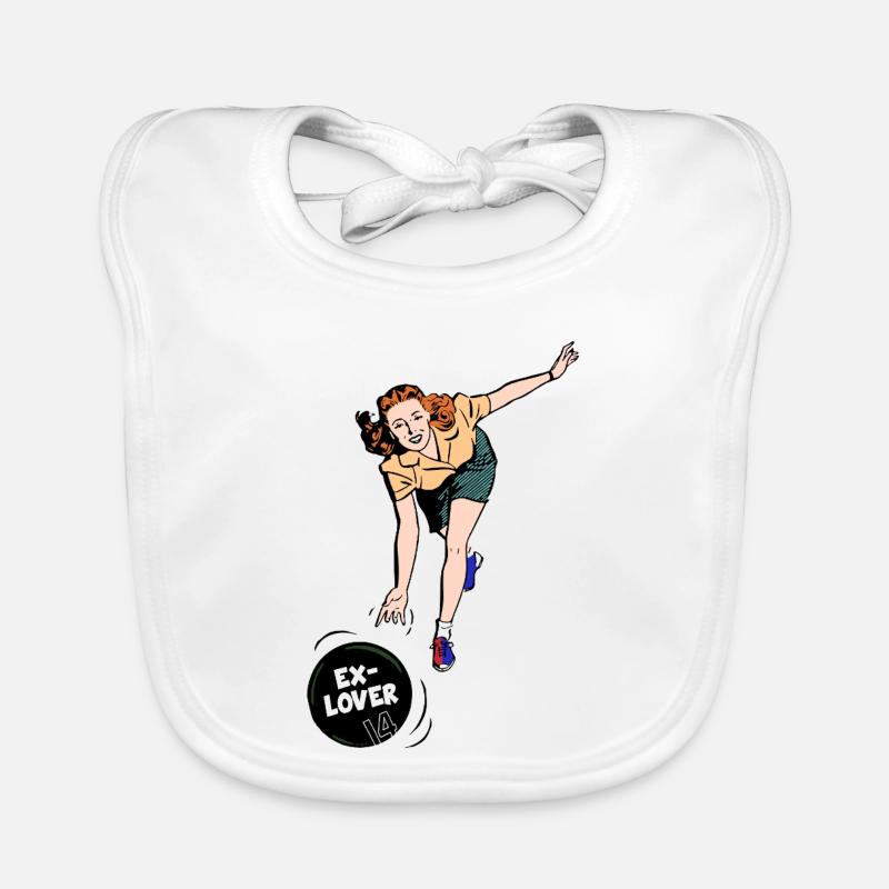 Ex-Lover Bowling – Retro Comic Style Organic Baby Bibs