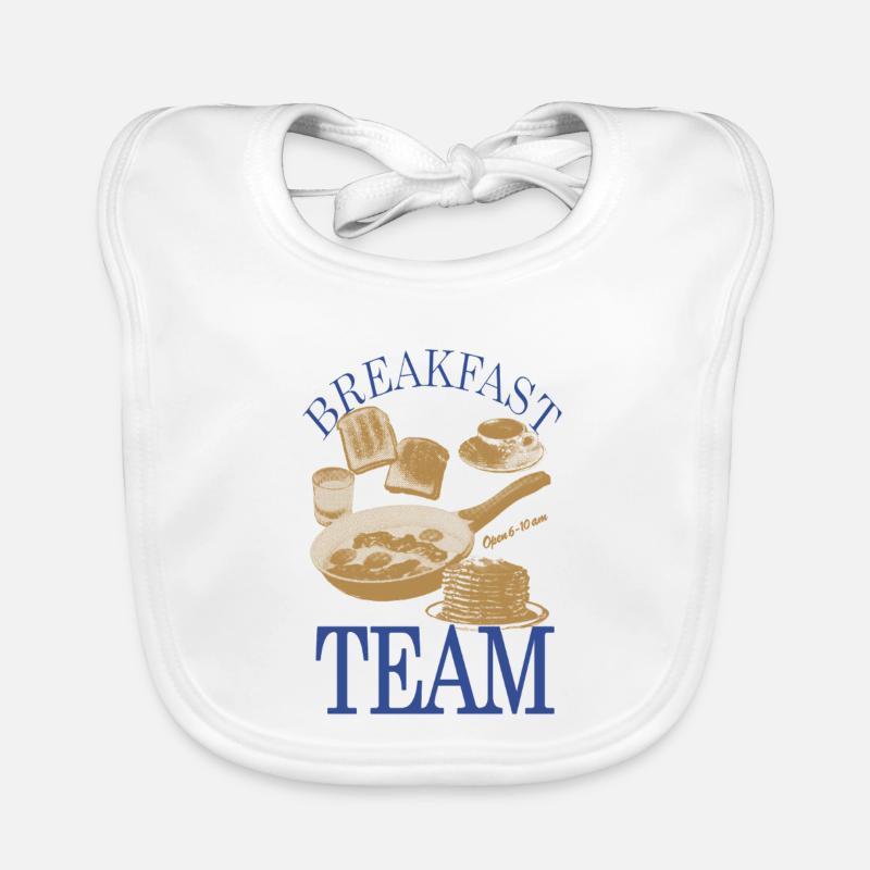 Breakfast Team – Retro Frühstücks-Motiv Baby Bio-Lätzchen