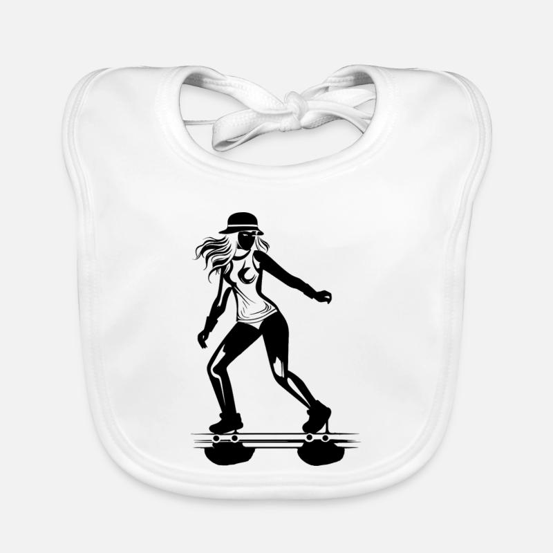 Rollschuh Mädchen Baby Bio-Lätzchen