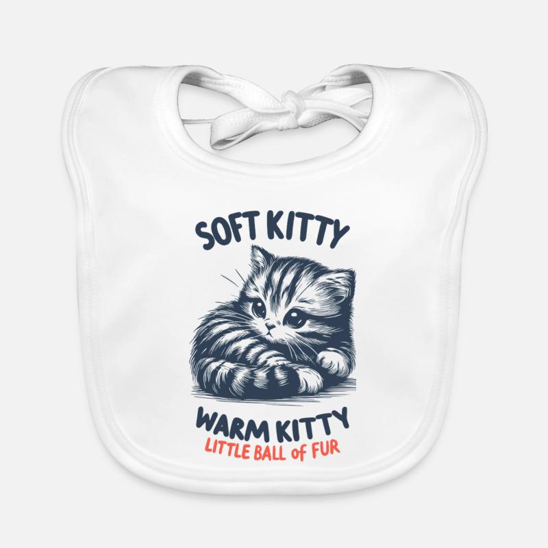 Soft Kitty - Organic Baby Bibs - white