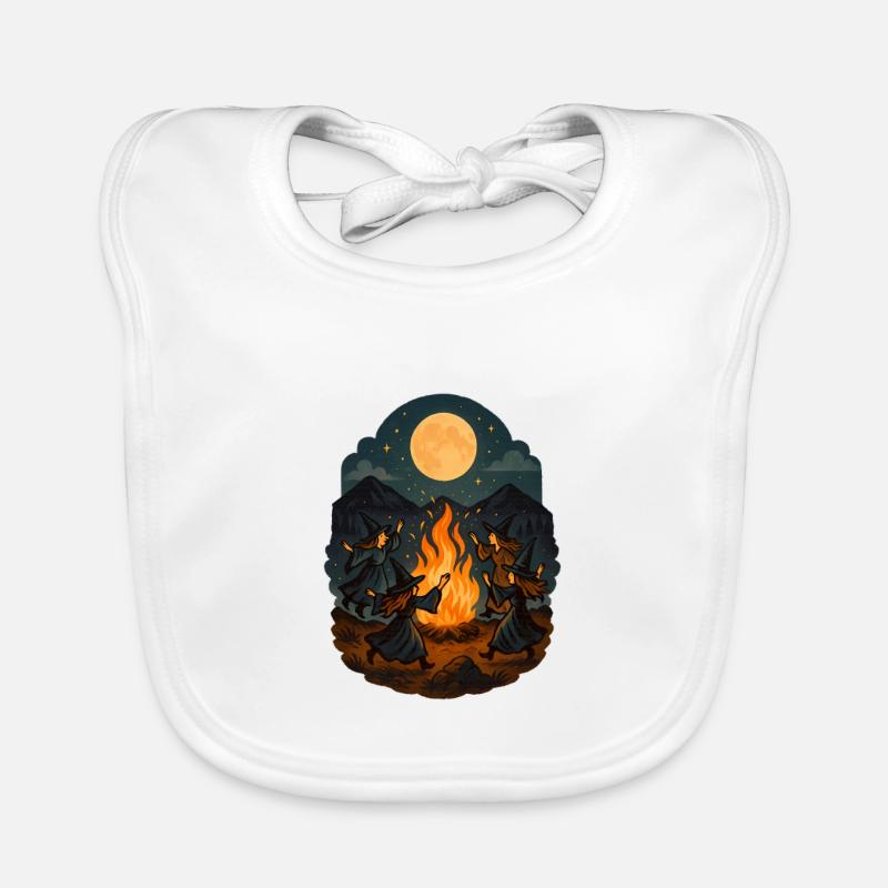 Witch Dance at Full Moon – Magic Fire Ritual Organic Baby Bibs