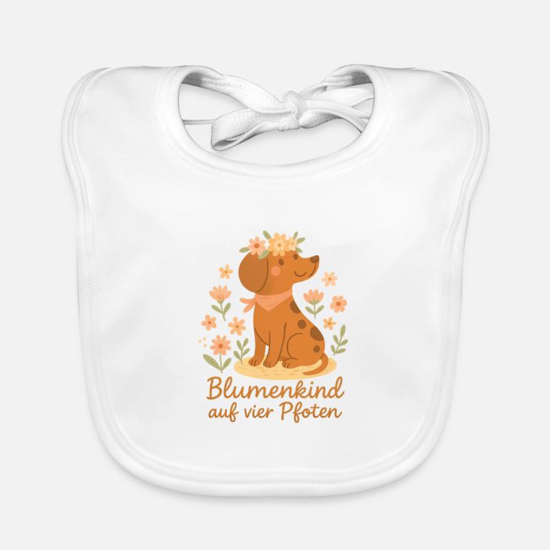 Dackel Sticker Shirt Boho Hund Blumen Geschenk Baby Bio-Lätzchen