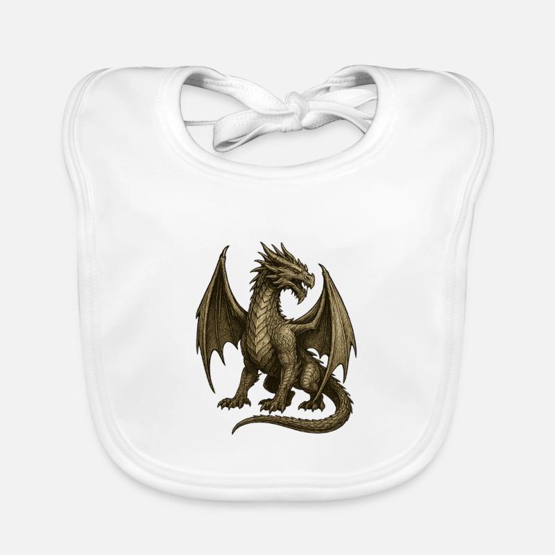 Legendary Dragon Style Engraving Organic Baby Bibs