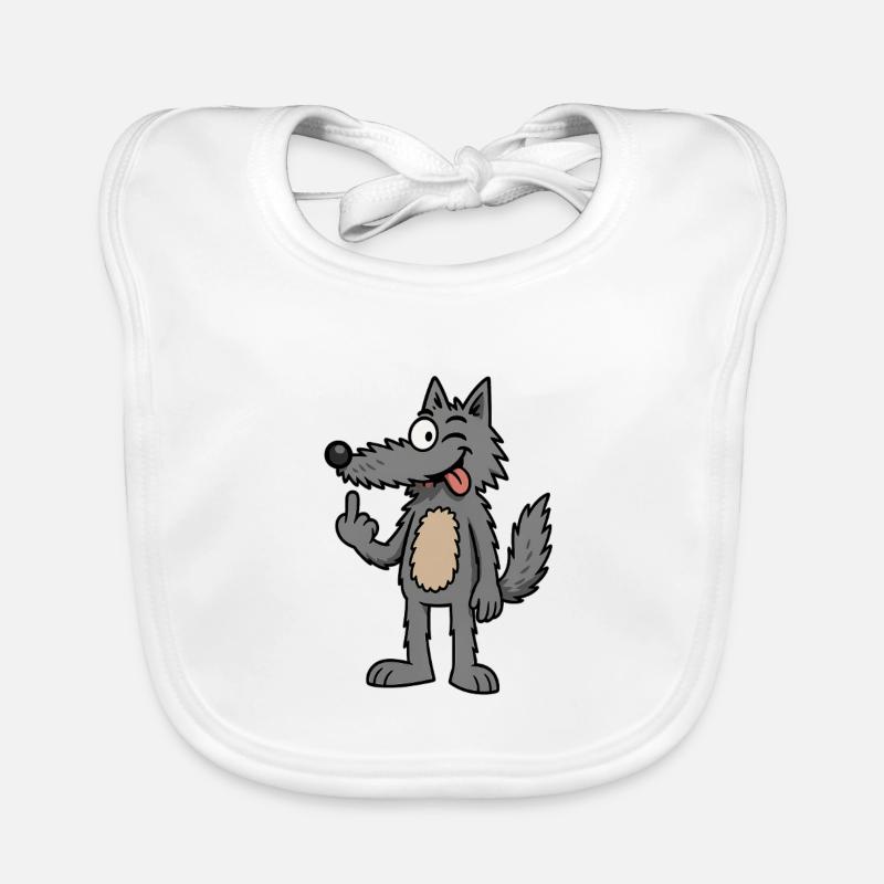 Waldemar Wolf Funny Comic Wolf Organic Baby Bibs