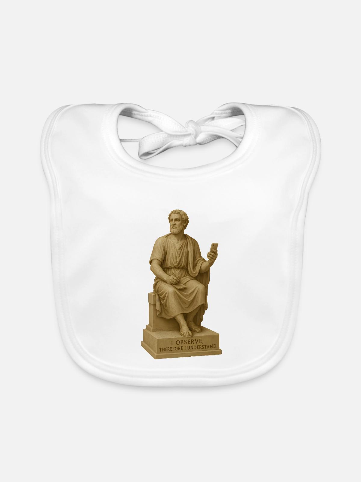 Antiker Philosophenstatue mit Smartphone - Baby Bio-Lätzchen - Weiß - Vorne