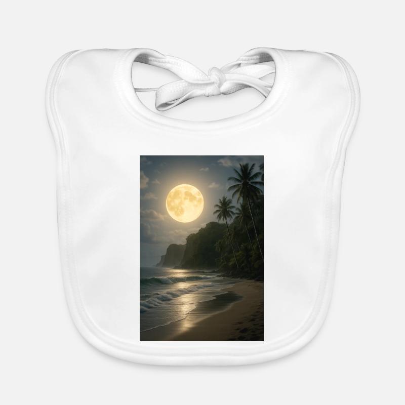 Moonlight over tropical beach Organic Baby Bibs